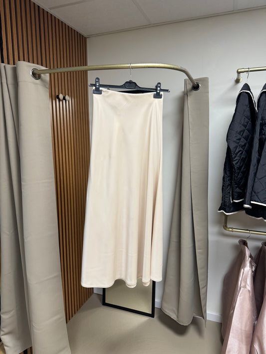 Miss Nisa - Nieuwe Definitie van Elegantie: Satijn Rok Crème en Bruine - Dames