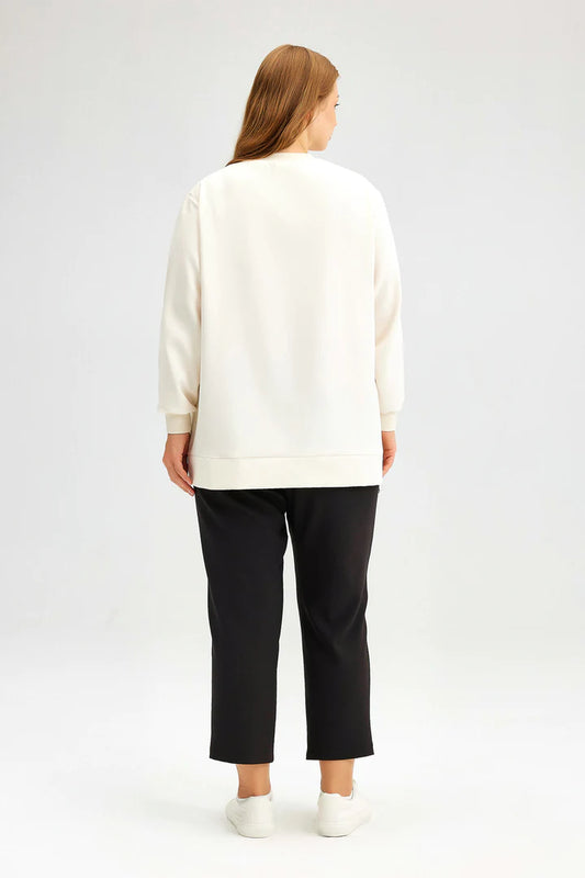 TOUCHÉ Damestuniek van crepe met gedetailleerde ritssluiting