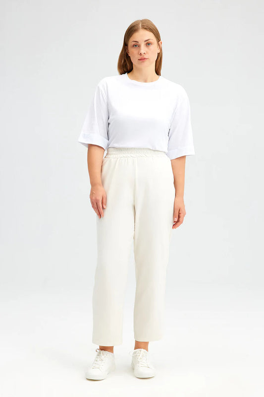 TOUCHÉ - Dames Broek van crêpe met elastische taille, Regular Fit