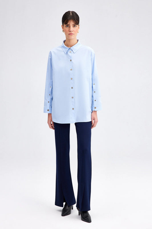 TOUCHÉ - Dames Lichtblauw Damesoverhemd met Chique Uitstraling