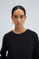 TOUCHÉ - Dames A-LINE CREPE Maxi Jurk met Lange Mouwen - Zwart