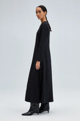 TOUCHÉ - Dames A-LINE CREPE Maxi Jurk met Lange Mouwen - Zwart