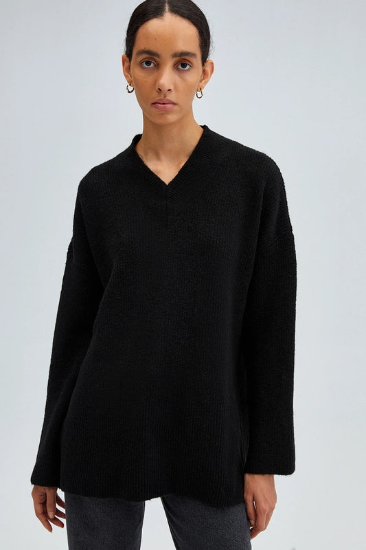 TOUCHÉ - Dames Gebreide Trui met V-hals - Zwart