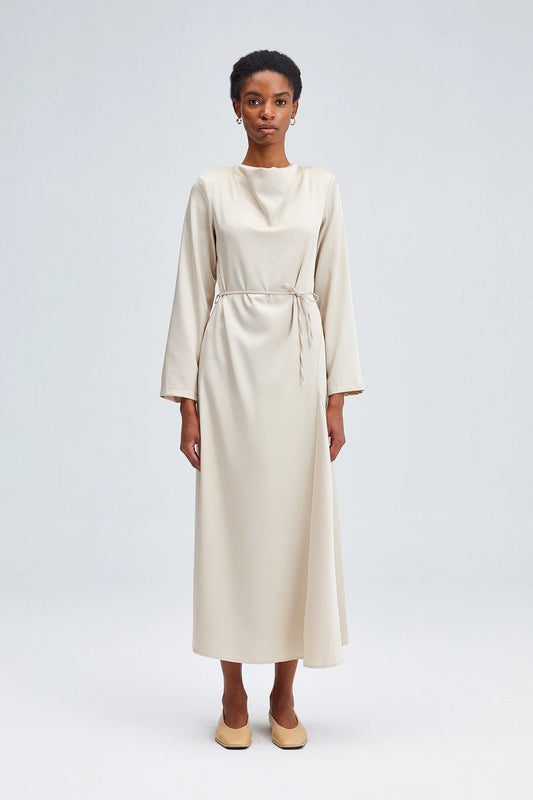 Kemerli Saten Elbise