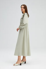 TOUCHÉ - Dames Popeline Jurk met Brede Kraag en Knoopdetails