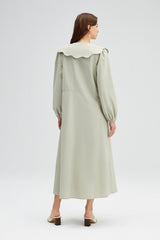 TOUCHÉ - Dames Popeline Jurk met Brede Kraag en Knoopdetails