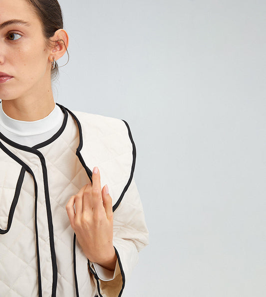 TOUCHÉ - Dames Gewatteerd Jas Met Contrasterende Biezen