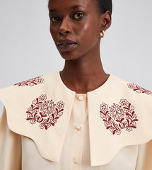 TOUCHÉ - Dames Geborduurde Blouse met  kraag en lange mouwen