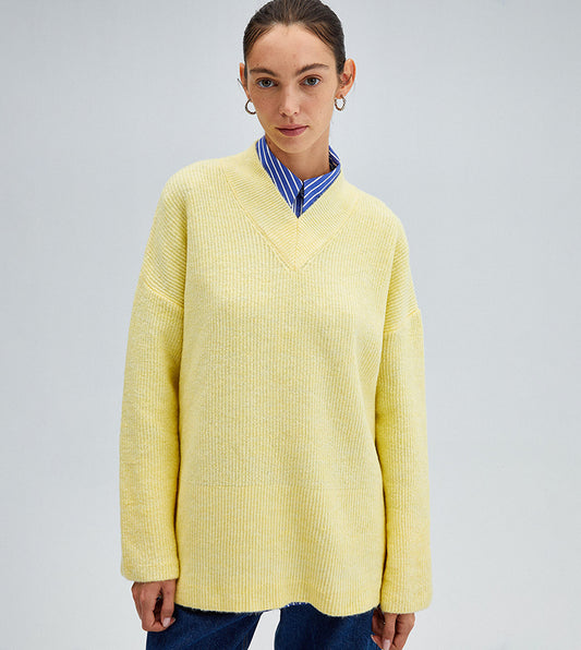 TOUCHÉ - Dames Gebreide Trui Met V-hals - geel