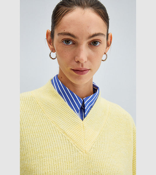 TOUCHÉ - Dames Gebreide Trui Met V-hals - geel