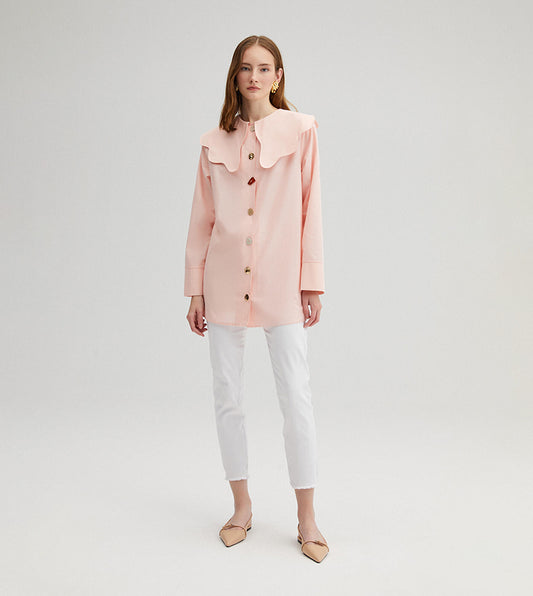 TOUCHÉ - Dames Poplin Overhemd Met Kraag en Lange Mouwen