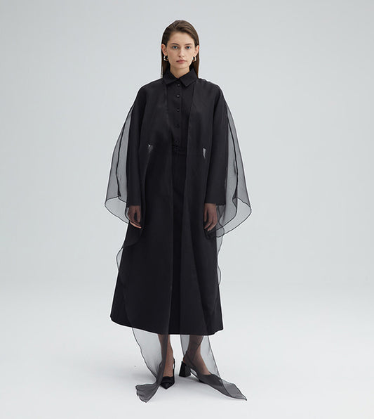 Fiyonk Detaylı Organze Pardesü