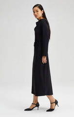 TOUCHÉ - Maxi gala jurk met gedrapeerde hals en riem - zwart