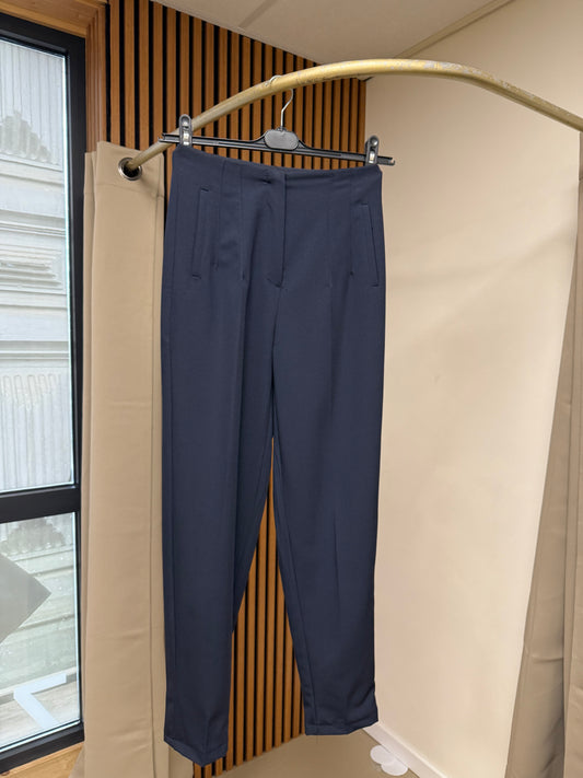 Zebux, Donkerblauwe broeken met hoge taille voor dames