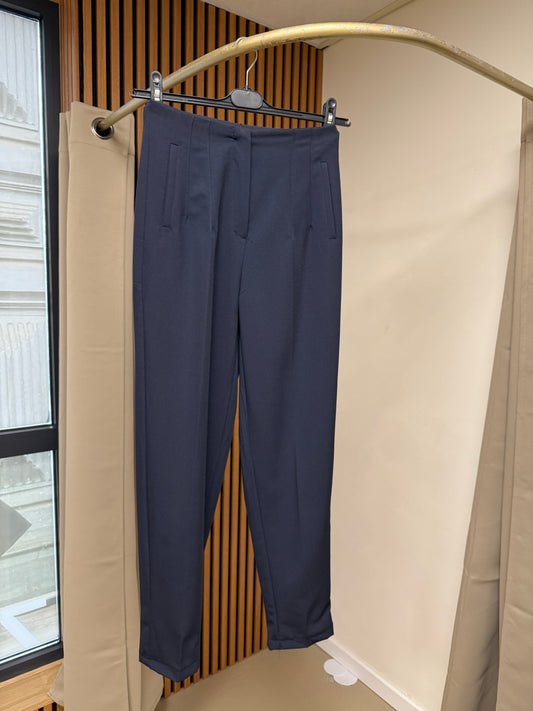 Zebux, Donkerblauwe broeken met hoge taille voor dames