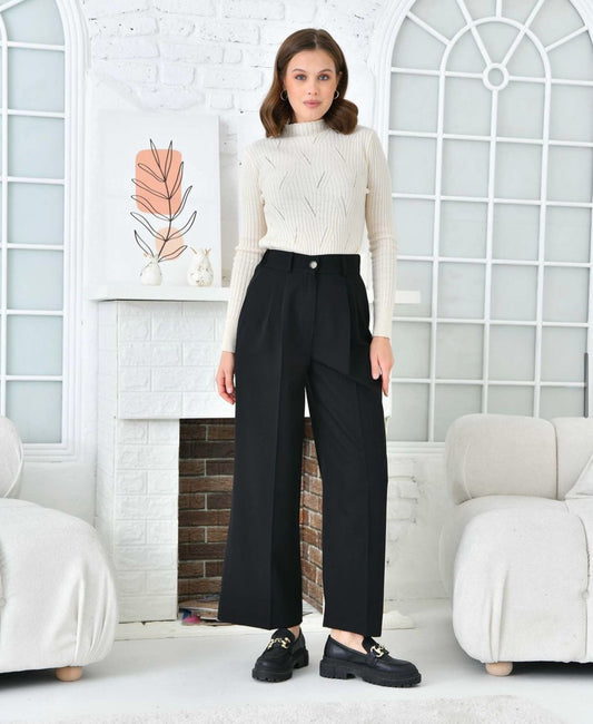 Zebux, dames broek met wijde pijpen zwart