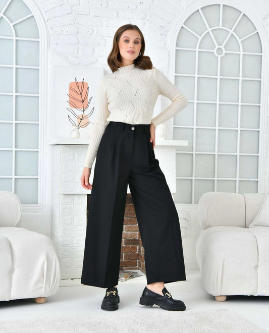 Zebux, dames broek met wijde pijpen zwart