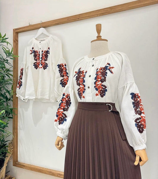 Zebúx, Lange bruine plissérok voor dames, casual