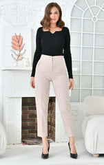 Zebux, Beige broeken met hoge taille voor dames