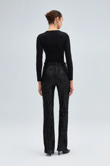 TOUCHÉ - Dames Gedrapeerde Bodysuit Top met Lange Mouwen - Zwart, Wit