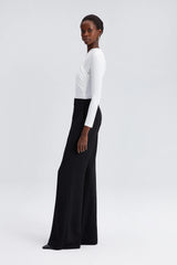 TOUCHÉ - Dames Gedrapeerde Bodysuit Top met Lange Mouwen - Zwart, Wit
