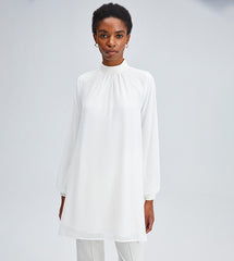 TOUCHÉ - Tuniek met Hoge Kraag en  Lange Mouwen - Elegante Witte Chiffon Blouse dames