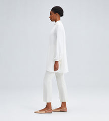 TOUCHÉ - Tuniek met Hoge Kraag en  Lange Mouwen - Elegante Witte Chiffon Blouse dames